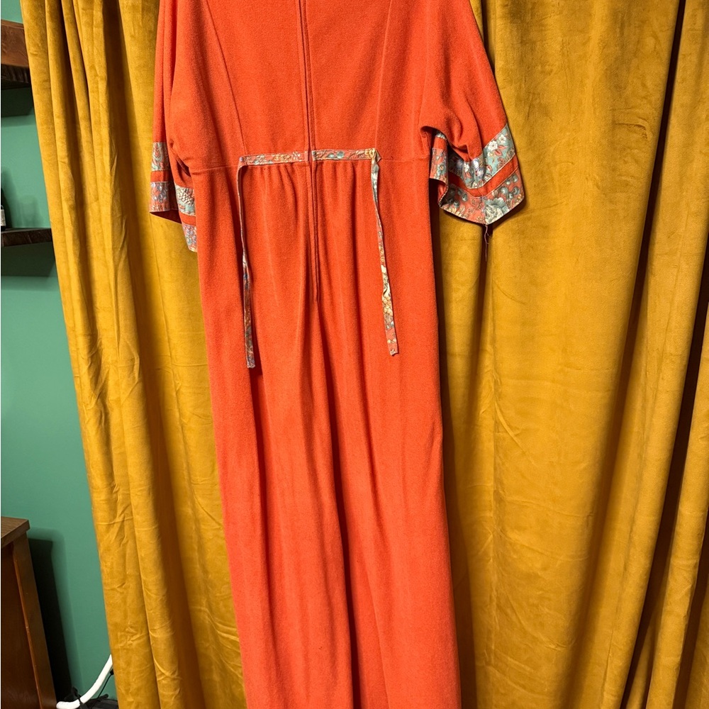 Vintage 60s JcPenny Red Floral Maxi Dress - Picture 3 of 3